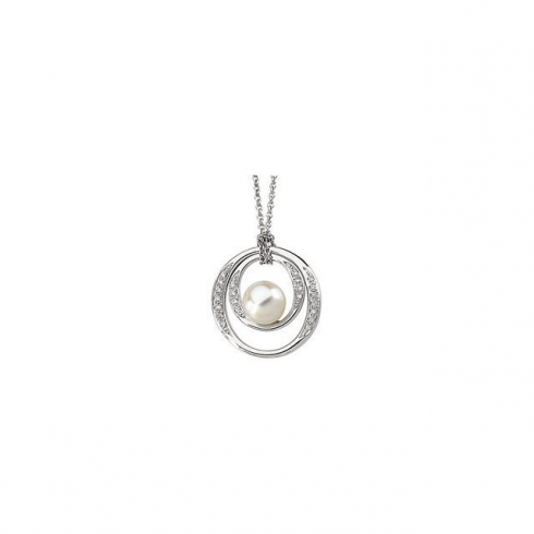 Freshwater Cultured Pearl &#038; 1/8 CTW Diamond Necklace