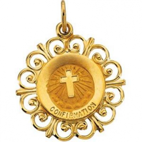 14k Yellow Gold Confirmation Medal