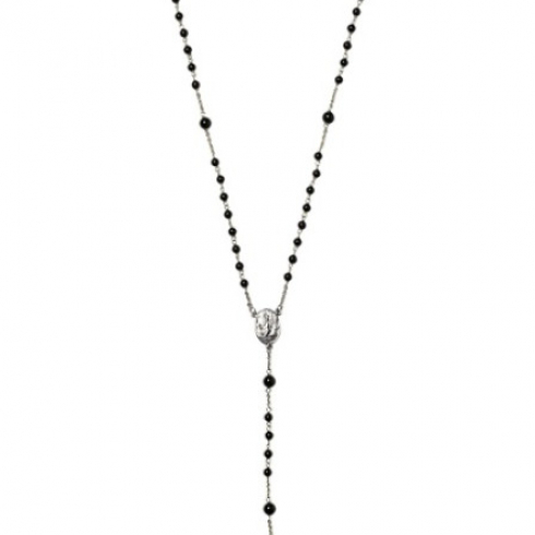 Onyx Bead Rosary Necklace
