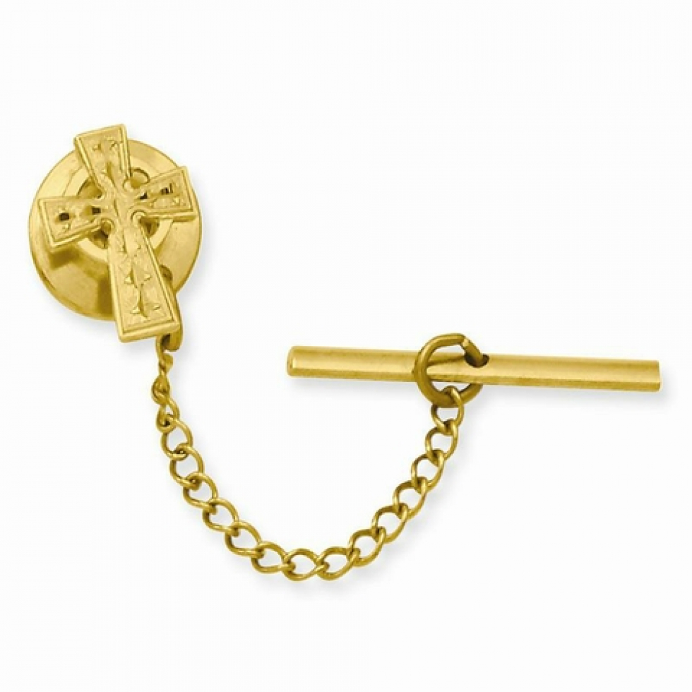 Gold Plated Celtic Cross Tie Tack